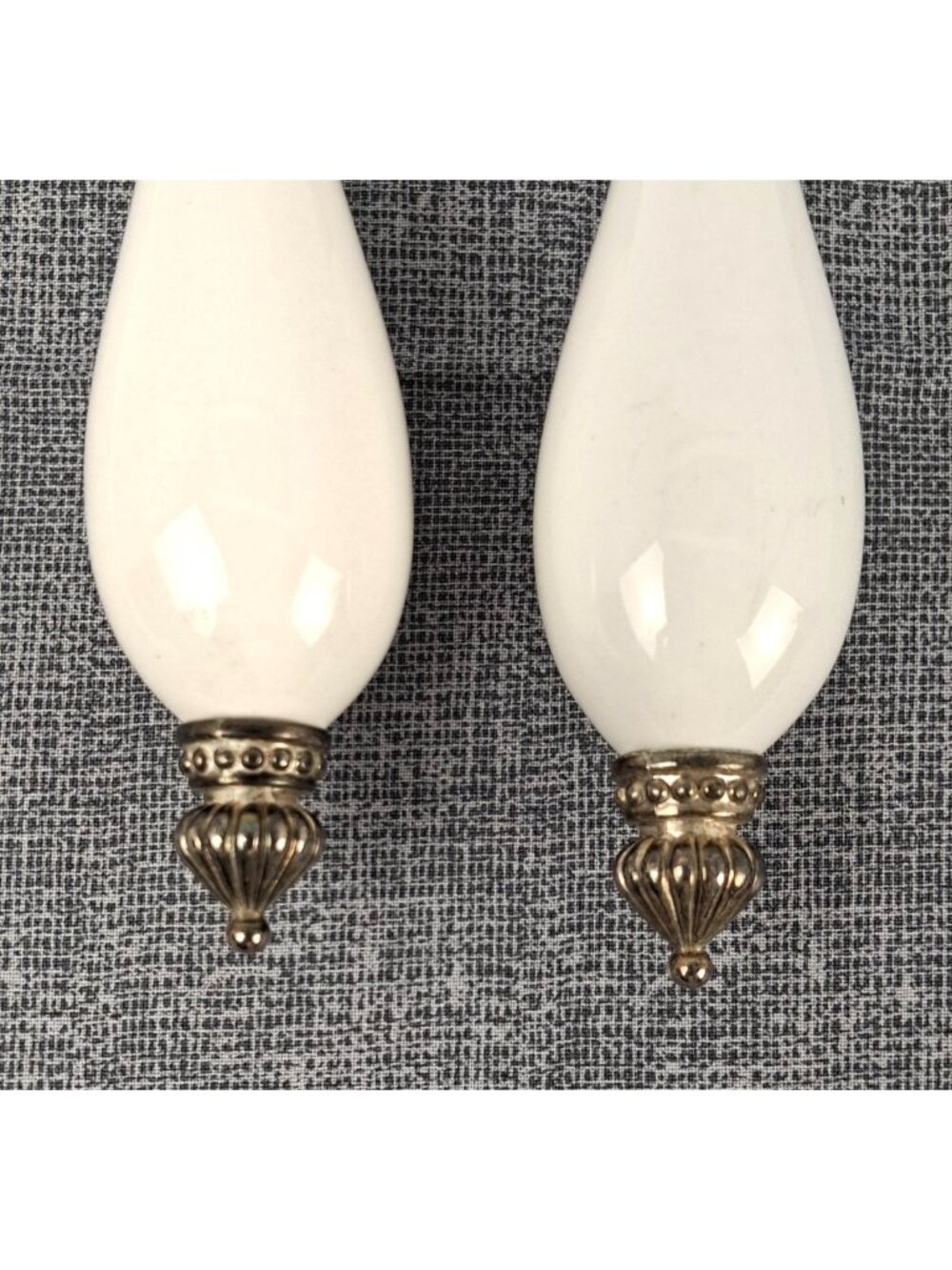 VTG GODINGER Silverplated White Porcelain Handle Spoon Fork Server Set 10.75" L - Picture 3 of 9